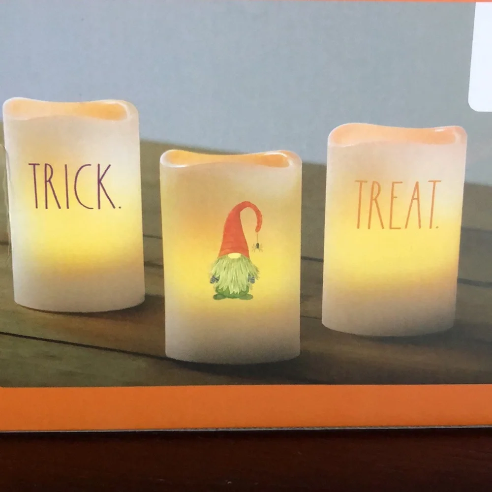 Rae Dunn TRICK TREAT Halloween Flameless votive candle set